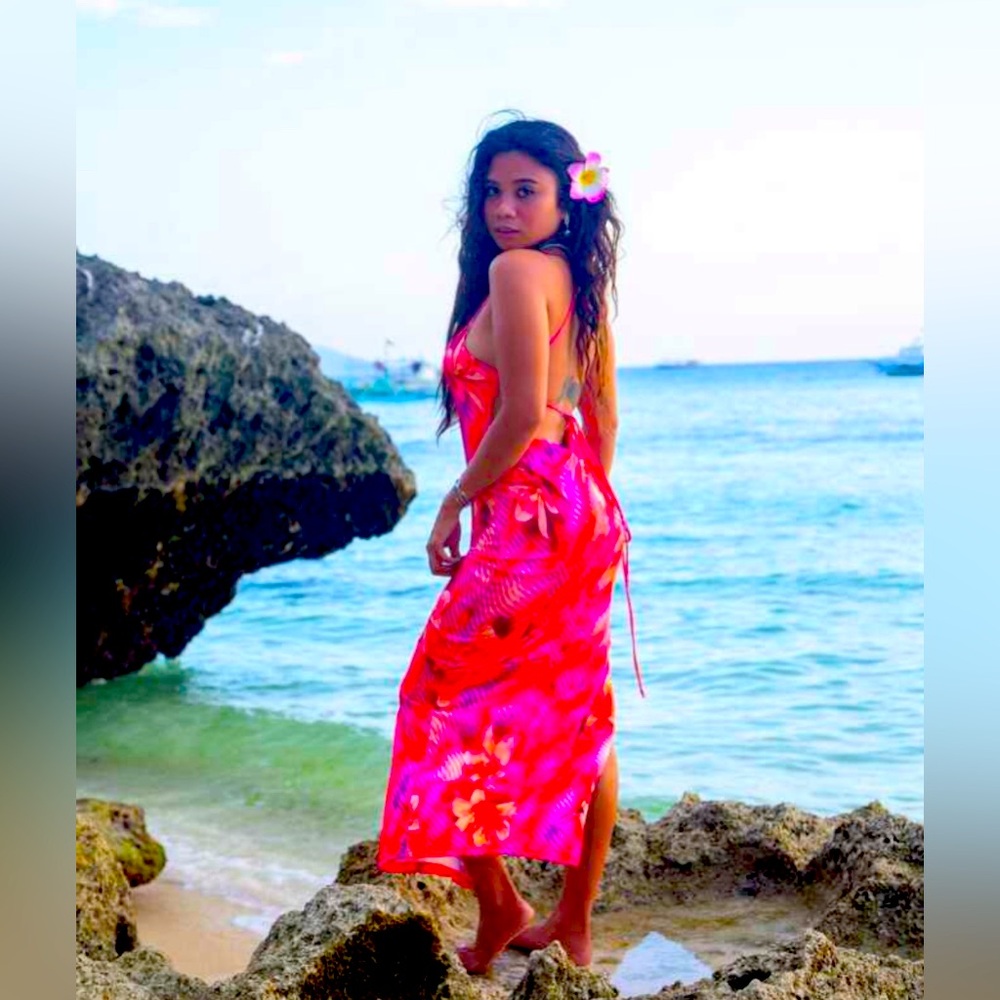 Vibrant Pink Floral Beach Dress